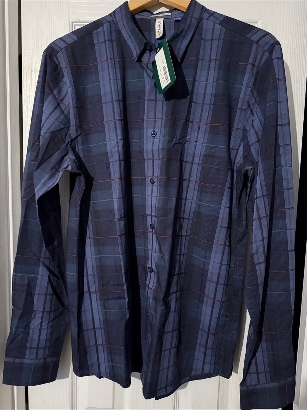 Men's Navy Plaid Button-Down Shirt